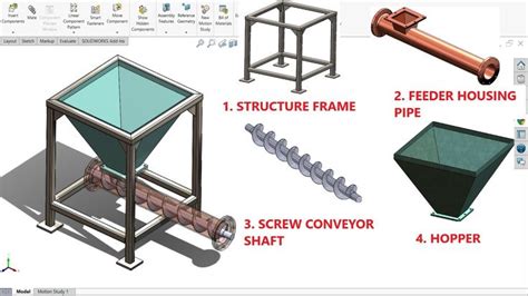 how to make screw conveyor in solidworks|hopper screw conveyor design.